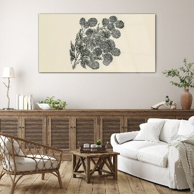 Foto op glas Bloemenmotief in zwart-wit