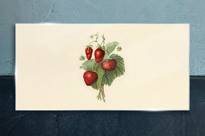 Schilderij op glas Aardbeienboeket op een lichte achtergrond