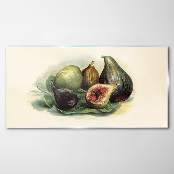 Glas foto Vijgenvrucht op een blad