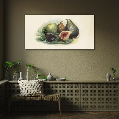 Glas foto Vijgenvrucht op een blad