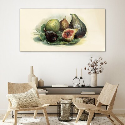 Glas foto Vijgenvrucht op een blad