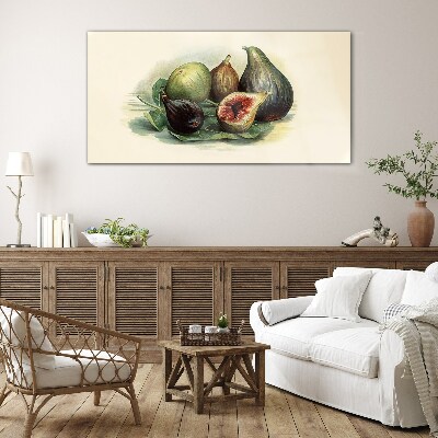 Glas foto Vijgenvrucht op een blad