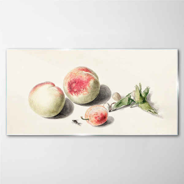 Schilderij op glas Sappige perziken op een lichte achtergrond