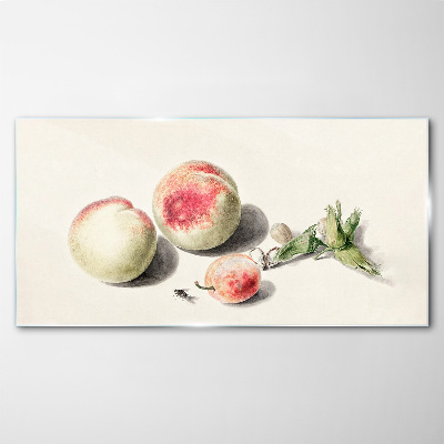 Schilderij op glas Sappige perziken op een lichte achtergrond