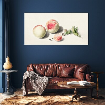 Schilderij op glas Sappige perziken op een lichte achtergrond