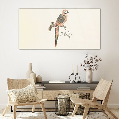 Glas foto Een papegaai op een tak