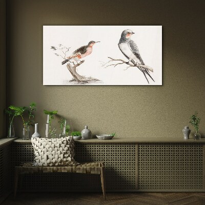 Glas foto Vogels op de takken