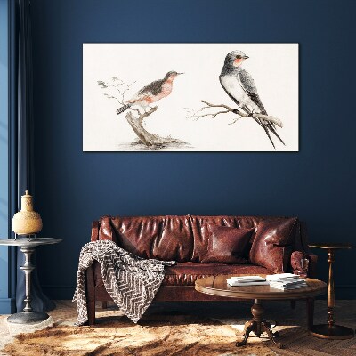 Glas foto Vogels op de takken