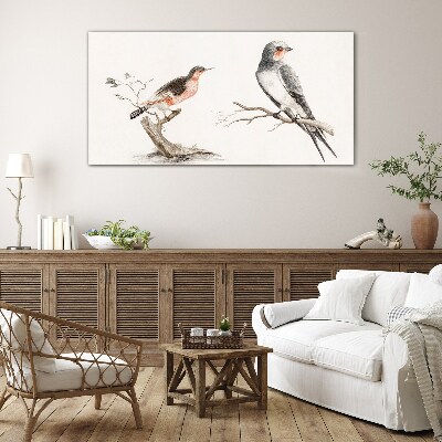 Glas foto Vogels op de takken