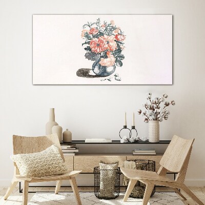Schilderij op glas Bloemen in een vaas