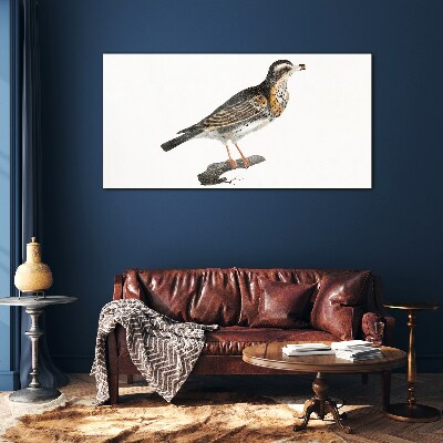 Foto op glas Een vogel op een tak