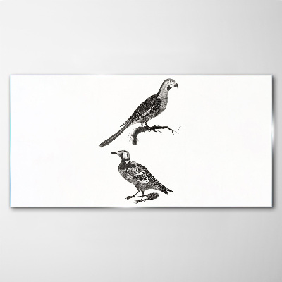 Schilderij op glas Vogels op een tak