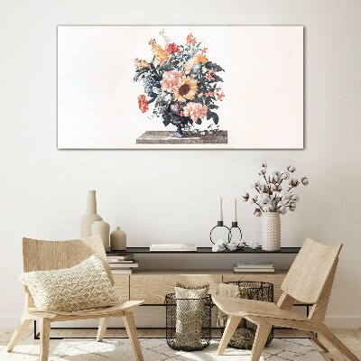 Schilderij op glas Bloemenboeket in een vaas