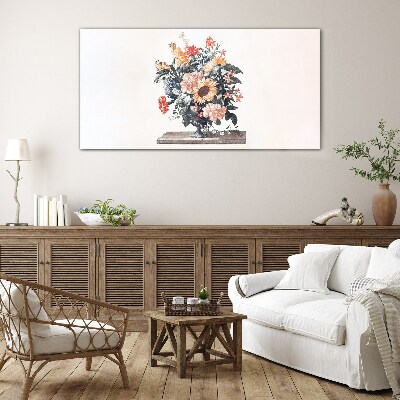 Schilderij op glas Bloemenboeket in een vaas