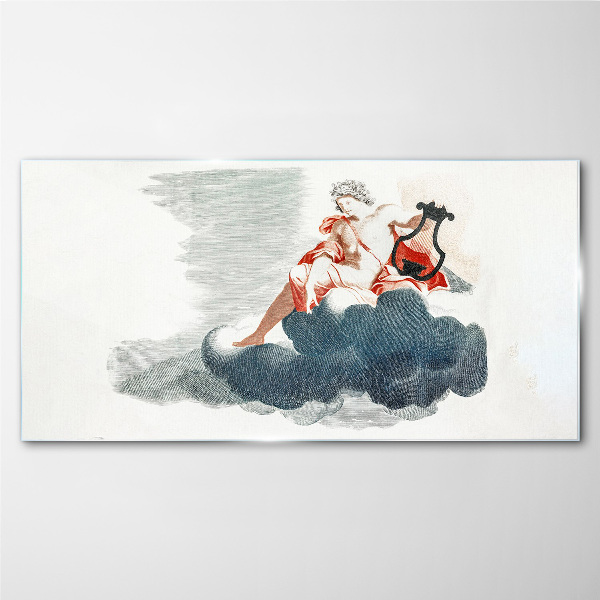 Foto op glas Muzikale muze in de wolken