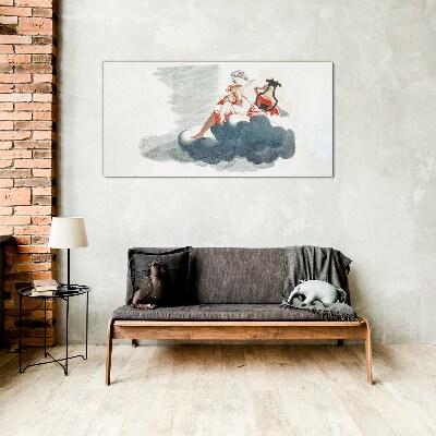 Foto op glas Muzikale muze in de wolken