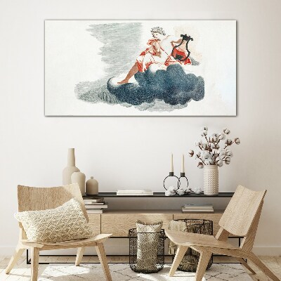 Foto op glas Muzikale muze in de wolken