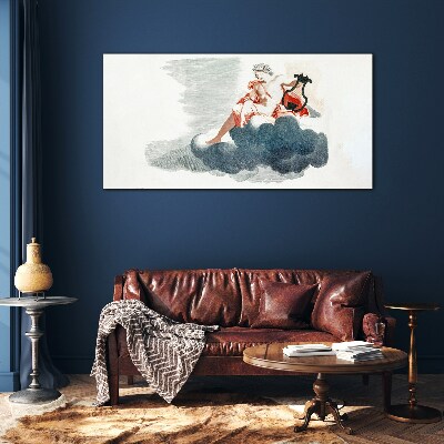 Foto op glas Muzikale muze in de wolken