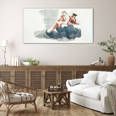 Foto op glas Muzikale muze in de wolken