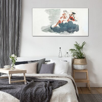 Foto op glas Muzikale muze in de wolken