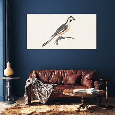 Schilderij op glas Een vogel op een tak