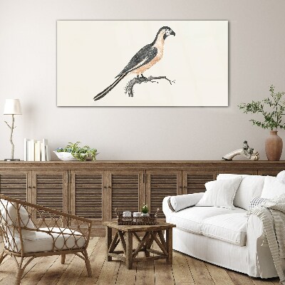 Schilderij op glas Een vogel op een tak