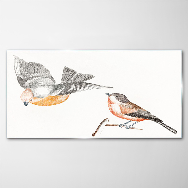 Glas foto Vogels in vlucht en op een tak