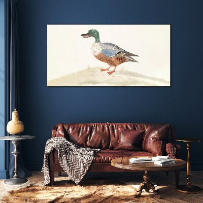 Schilderij op glas Een eend tegen een achtergrond van delicate kleuren