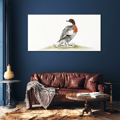 Schilderij op glas Eend tegen een natuurlijke achtergrond