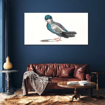 Glas foto Kleurrijke vogel op een witte achtergrond