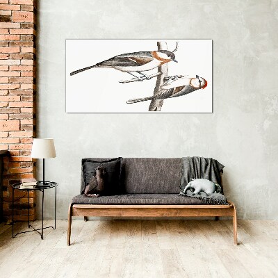 Schilderij op glas Nachtegalen op een tak