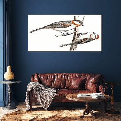 Schilderij op glas Nachtegalen op een tak