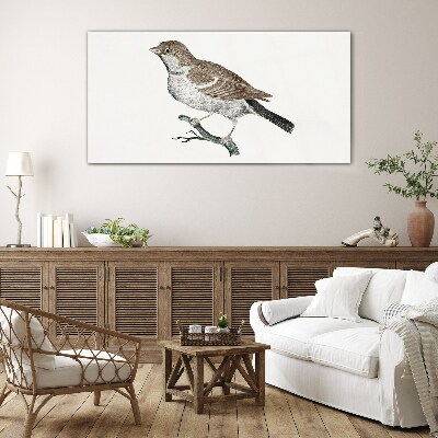 Glas foto Nachtegaal op een tak