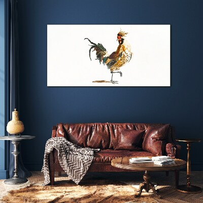 Foto op glas Haan in beweging