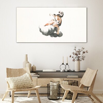 Schilderij op glas Figuur op een wolk