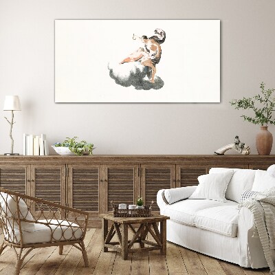 Schilderij op glas Figuur op een wolk