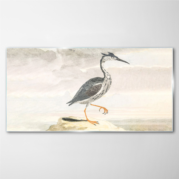 Foto op glas Een trekvogel tegen de achtergrond van de natuur