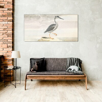 Foto op glas Een trekvogel tegen de achtergrond van de natuur