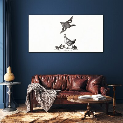 Foto op glas De vogelwereld in zwart-wit