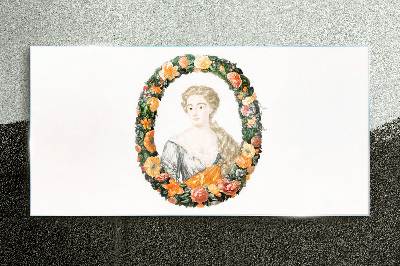 Schilderij op glas Portret in een bloemenlijst