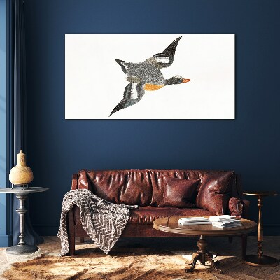 Foto op glas Vliegende gans in de kleuren van de natuur