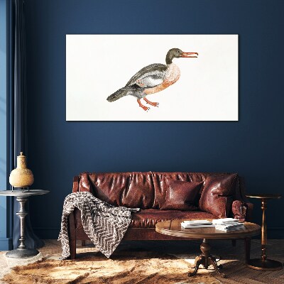 Glas foto Een eend op een witte canvasachtergrond