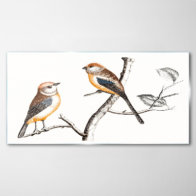 Schilderij op glas Vogels op een tak