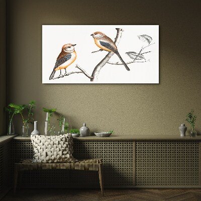 Schilderij op glas Vogels op een tak