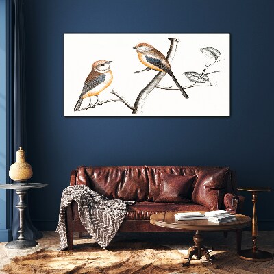 Schilderij op glas Vogels op een tak
