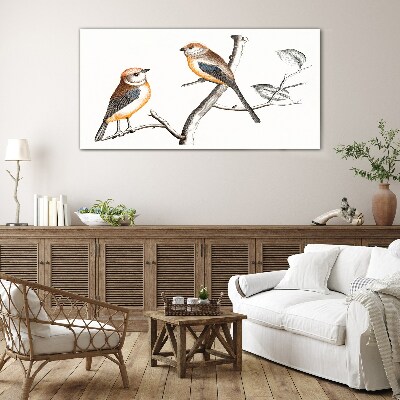 Schilderij op glas Vogels op een tak
