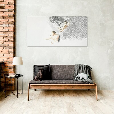 Foto op glas Engelen in de wolken