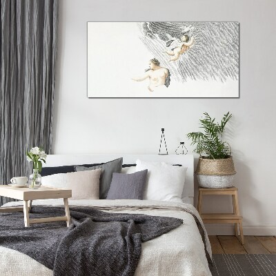 Foto op glas Engelen in de wolken