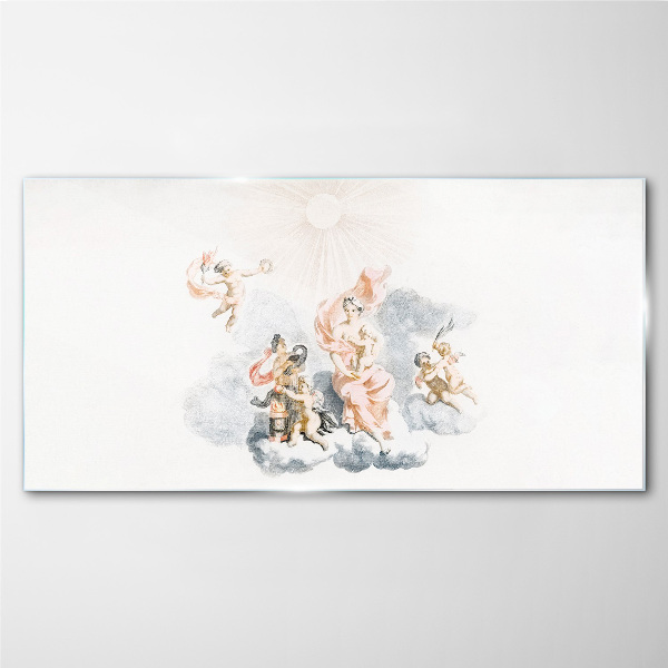 Glas foto Engelen in de wolken