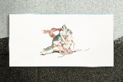 Glas foto Mythologische scène met vrouwenfiguren